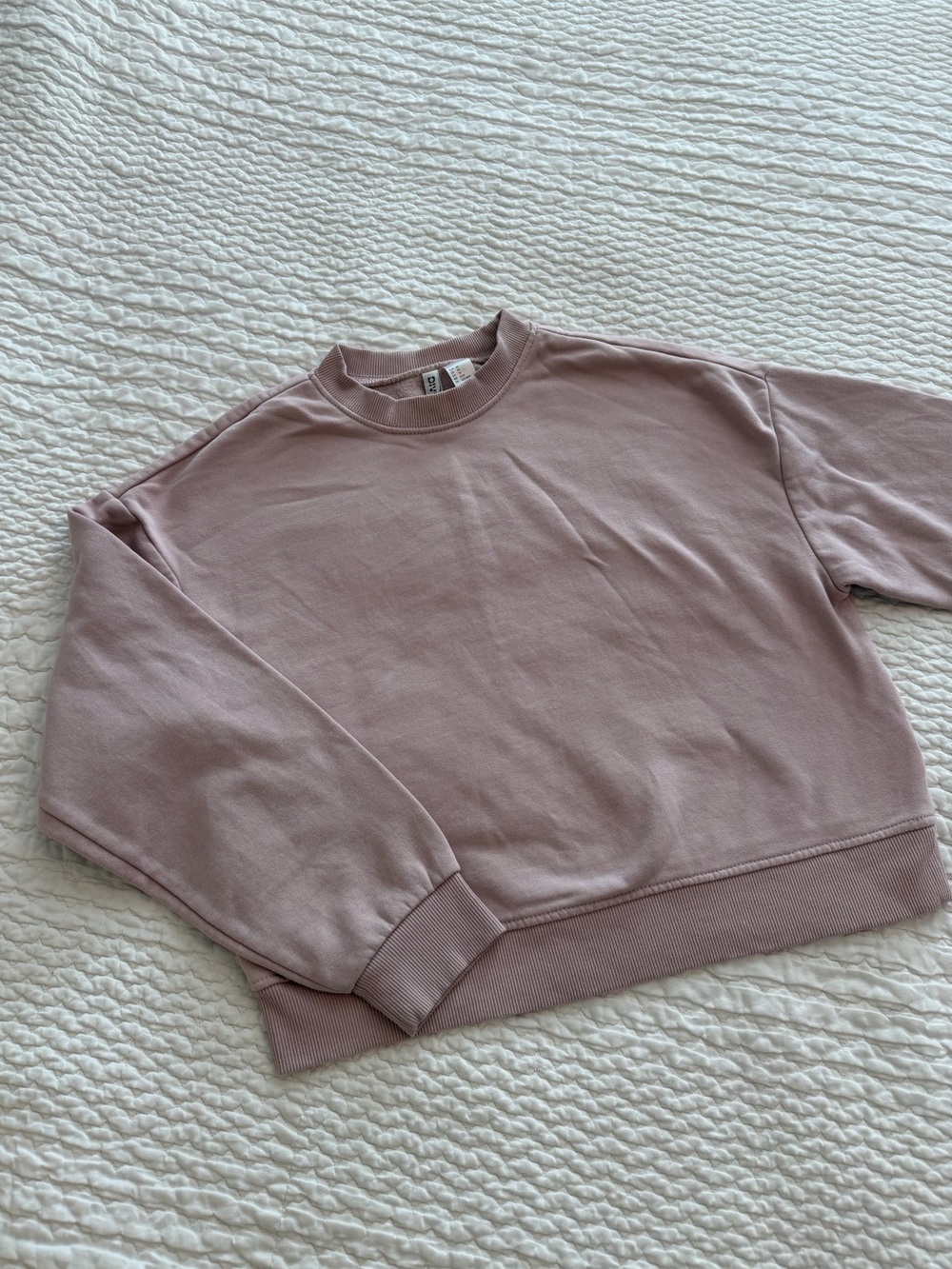 H&M, Dusty Rose Cropped Crewneck Sweatshirt, Size XS